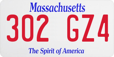 MA license plate 302GZ4