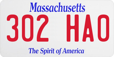 MA license plate 302HA0