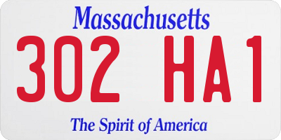 MA license plate 302HA1