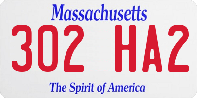 MA license plate 302HA2