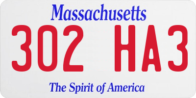 MA license plate 302HA3