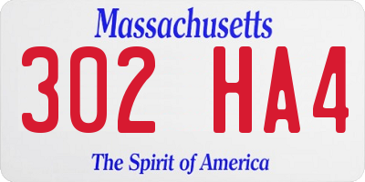 MA license plate 302HA4