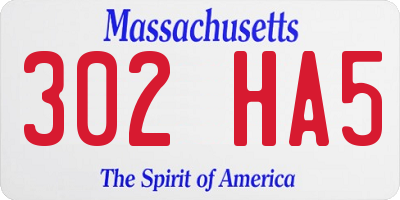 MA license plate 302HA5