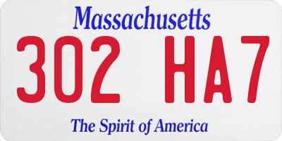 MA license plate 302HA7