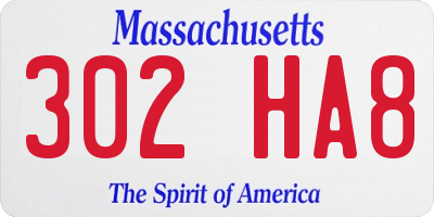 MA license plate 302HA8