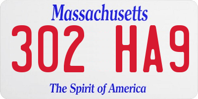 MA license plate 302HA9
