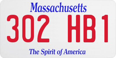 MA license plate 302HB1