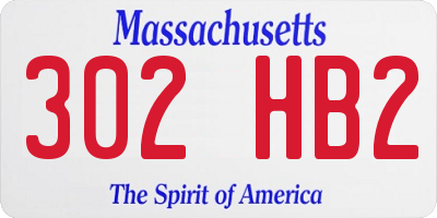 MA license plate 302HB2