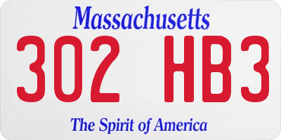 MA license plate 302HB3