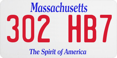 MA license plate 302HB7