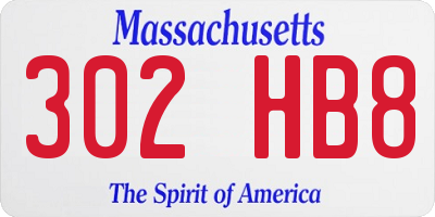 MA license plate 302HB8