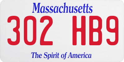MA license plate 302HB9