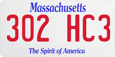 MA license plate 302HC3
