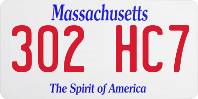 MA license plate 302HC7