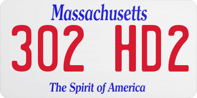 MA license plate 302HD2
