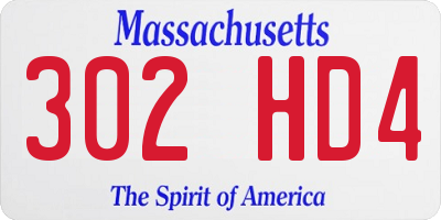 MA license plate 302HD4