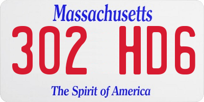 MA license plate 302HD6