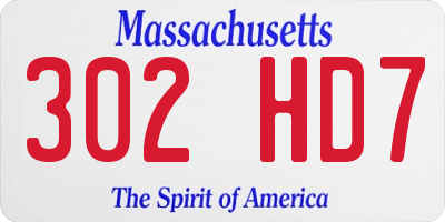 MA license plate 302HD7