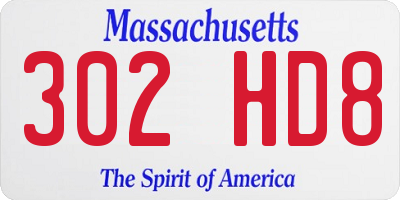 MA license plate 302HD8