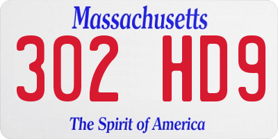 MA license plate 302HD9