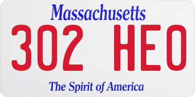 MA license plate 302HE0