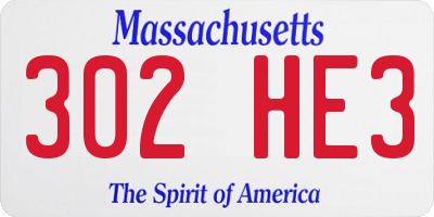 MA license plate 302HE3