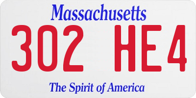 MA license plate 302HE4