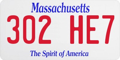 MA license plate 302HE7