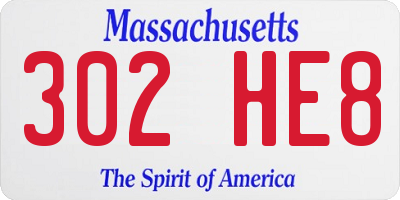 MA license plate 302HE8