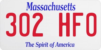 MA license plate 302HF0