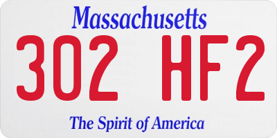 MA license plate 302HF2