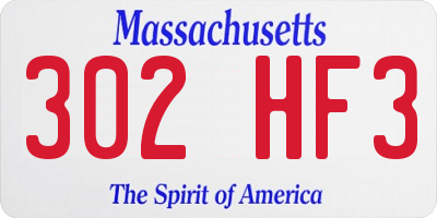 MA license plate 302HF3