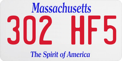 MA license plate 302HF5