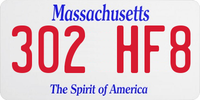 MA license plate 302HF8