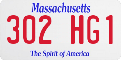MA license plate 302HG1