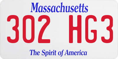 MA license plate 302HG3