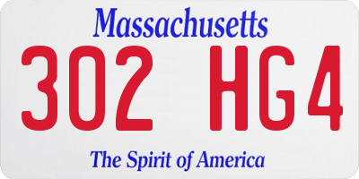 MA license plate 302HG4