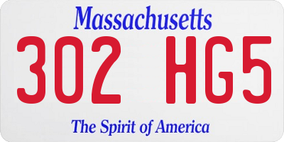 MA license plate 302HG5