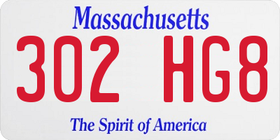 MA license plate 302HG8