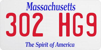 MA license plate 302HG9