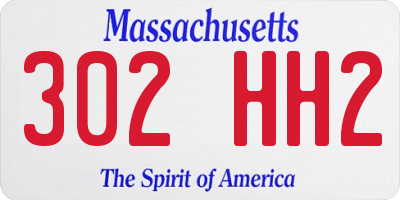MA license plate 302HH2