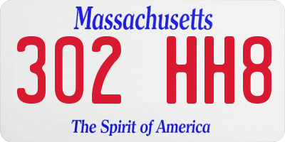 MA license plate 302HH8