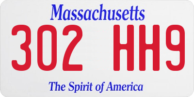 MA license plate 302HH9