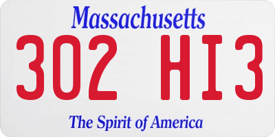 MA license plate 302HI3