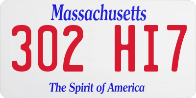 MA license plate 302HI7