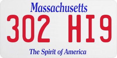 MA license plate 302HI9