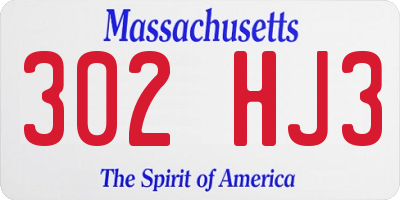 MA license plate 302HJ3