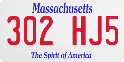 MA license plate 302HJ5