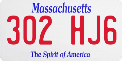 MA license plate 302HJ6