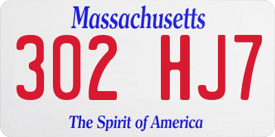 MA license plate 302HJ7